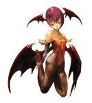  bat_wings capcom demon_girl elbow_gloves gloves head_wings headwings lilith_aensland lowres pantyhose purple_hair red_eyes short_hair sisizan succubus vampire_(game) wings 