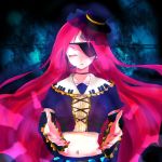  eyepatch gothic_lolita hat headphones headset lolita_fashion long_hair midriff nail_polish namine_ritsu navel pink_hair takahashi522 trap utau very_long_hair 