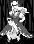  ex-keine ex_keine highres horns kamishirasawa_keine long_hair mizu_mochi monochrome tail touhou 