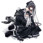  black_eyes black_hair choker detached_sleeves doa_(pixiv7798) doa_(wabisabi) frills hairband long_hair maid original ribbon solo 