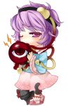  hairband heart kaenbyou_rin kaenbyou_rin_(cat) komeiji_satori mokokosan purple_eyes purple_hair short_hair touhou violet_eyes wink 