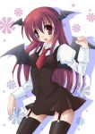  garter_belt head_wings headwings koakuma long_hair mizuna_midori red_eyes red_hair redhead thighhighs touhou wings 