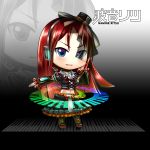  blue_eyes boots caffein chibi dress frills gothic gothic_lolita hat headset lolita_fashion long_hair male namine_ritsu red_hair redhead smile solo tattoo trap utau veil zoom_layer 