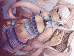  beltbra bracelet breasts cleavage detached_collar dutch_angle erect_nipples jewelry megurine_luka midriff miniskirt open_mouth pink_hair red_eyes skirt squid stregoicavar tentacles thighhighs unzipped vocaloid 