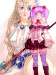  boots breasts cleavage drill_hair fishnets flower fur_trim highres mirori pink_hair rose sophitia_alexandra soul_calibur soulcalibur thigh-highs thighhighs 