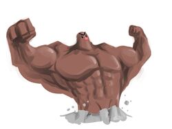  1boy angry dark_skin diglett male manly muscle nintendo no_humans nose personification pokemon simple_background solo white_background 