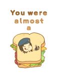  fingerless_gloves food girl_in_food gloves hat in_food jill_valentine joke peko-chan pun resident_evil sandwich thumbs_up tongue 