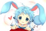  animal_ears azumarill bad_id blue_eyes blue_hair blush bunny_ears loli nintendo personification pokemon pov rabbit_ears short_hair tail takeda_mika 