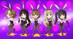  akiyama_mio animal_ears black_eyes black_hair blonde_hair brown_hair bunny_ears bunnysuit cat_pose chibi chunpai hirasawa_yui k-on! kotobuki_tsumugi long_hair multiple_girls nakano_azusa pantyhose paw_pose rabbit_ears short_hair tainaka_ritsu 