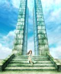  brown_hair haru_(toyst) long_hair original pillar scenery solo stairs 