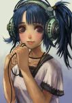  blush brown_eyes cable casual docoi hands headphones lips original solo twintails 