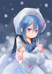  1girl :/ ahoge blue_hair character_request copyright_request crossed_arms hat hika_(ozeluk) looking_at_viewer sailor_collar short_hair snowing solo tears violet_eyes 