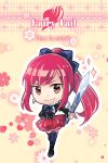  chibi dress erza_scarlet fairy_tail long_hair ponytail red_eyes redhead smile sword thigh_highs 