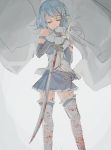  1girl archlich blood bloody_clothes blue_hair magical_girl mahou_shoujo_madoka_magica miki_sayaka solo tagme 