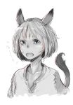  1girl animal_ears monochrome nukomasu original short_hair sketch tail 