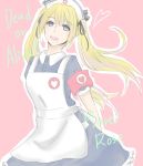  1girl alternate_costume apron armband arms_behind_back blonde_hair blue_eyes dead_or_alive dead_or_alive_5 harutsuki_aki hat long_hair marie_rose nurse nurse_cap solo twintails 