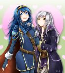  blue_eyes blue_hair brown_eyes cape fire_emblem fire_emblem:_kakusei gloves heart long_hair lucina my_unit robe rua_(ruasalt) tiara twintails white_hair 