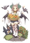  1girl food fruit highres hooves horns mofuaki original short_hair simple_background tail white_background wings 
