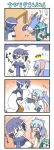  &gt;_&lt; 1boy 2girls 4koma :3 :d =_= ^_^ aqua_hair blue_hair bow chibi_miku closed_eyes comic crying detached_sleeves green_hair hair_bow hair_ribbon hatsune_miku headphones holding_hands kaito kiyone_suzu long_hair lying minami_(colorful_palette) multiple_girls on_stomach open_mouth original pleated_skirt popsicle ribbon scarf sitting skirt smile streaming_tears sweatdrop tears thumbs_up translation_request trembling twintails vocaloid xd |_| 