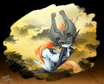  fang helmet inumimi_moeta long_hair midna nintendo pointy_ears red_eyes smile the_legend_of_zelda twilight_princess 