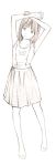  1girl barefoot monochrome original school_swimsuit sketch skirt solo swimsuit traditional_media yoshitomi_akihito 
