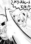  1girl bald blonde_hair blood blood_from_mouth bow corset emphasis_lines futa4192 glasses hat long_hair maribel_hearn monochrome punching sunglasses tagme touhou translated 