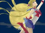  1girl bishoujo_senshi_sailor_moon blonde_hair blue_eyes boots choker earrings elbow_gloves full_moon gloves ice_(jinqinglin77) jewelry moon sailor_collar sailor_moon skirt sky star_(sky) starry_sky tsukino_usagi twintails white_gloves 