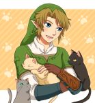  blonde_hair blue_eyes cat earrings gloves hat jewelry link pointy_ears riko_(sorube) smile the_legend_of_zelda twilight_princess 