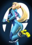  1girl ass blonde_hair daniel_macgregor metroid ponytail samus_aran solo zero_suit 