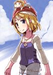  1girl alice_margatroid blonde_hair blue_eyes casual collarbone hat jewelry mayuge_inu on_head pendant shanghai_doll touhou 