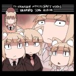  album_cover animal_ears blonde_hair cat_ears chibi collage cover eyebrows fake_cover formal kuraishi_tanpopo multiple_girls multiple_persona short_hair slit_pupils suit thick_eyebrows tsukudani_(coke-buta) witch_craft_works yellow_eyes 
