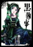  1girl black_hair bow gothic_lolita green_eyes hair_bow highres kuroshitsuji lolita_fashion official_art sieglinde_sullivan solo 
