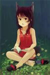  1girl animal_ears barefoot black_hair book dress highres mary_janes original red_eyes shoes shoes_removed short_hair single_shoe sitting solo tail 