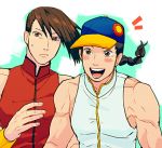  /\/\/\ 2boys bare_shoulders baseball_cap black_hair blush braid brothers brown_hair chinese_clothes hat long_hair male multiple_boys muscle open_mouth siblings street_fighter sweatdrop t_k_g yang yun 