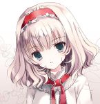  1girl alice_margatroid blonde_hair blue_eyes capelet cierra_(ra-bit) face floral_background flower hairband lolita_hairband looking_at_viewer necktie parted_lips portrait ribbon rose short_hair simple_background solo touhou 