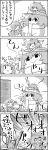  4koma =d =o bow cirno closed_eyes comic daiyousei fan flat_gaze hair_bow hair_ornament hair_ribbon hat highres holding letty_whiterock monochrome open_door open_mouth paper_fan ribbon scarf shaded_face short_hair side_ponytail smile snowing sweat tagme tani_takeshi touhou translation_request uchiwa wavy_mouth wind_chime wings yukkuri_shiteitte_ne |_| 