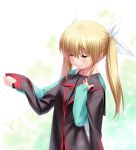  1girl blonde_hair closed_eyes clothes_in_front little_busters!! long_hair tokido_saya twintails zen 