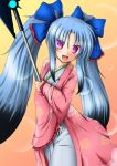  1girl :d alternate_costume aqua_hair basa_rotan_(cyan0114) highres japanese_clothes kimono long_hair looking_at_viewer lyrical_nanoha mahou_shoujo_lyrical_nanoha mahou_shoujo_lyrical_nanoha_a&#039;s mahou_shoujo_lyrical_nanoha_a&#039;s_portable:_the_battle_of_aces material-l open_mouth smile solo twintails violet_eyes vulnificus 