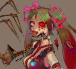  1girl android brockenspectre calne_ca hair_ribbon hatsune_miku looking_at_viewer mechanical monster_girl red_eyes ribbon solo tongue twintails vocaloid 