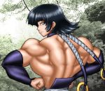  1girl back black_hair bleach glaring grey_eyes lowres muscle ren_(tainca2000) short_hair sui-feng 