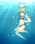  1girl bikini blue_eyes green_hair kagerou_project kido_tsubomi long_hair swimsuit ukata underwater 