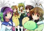  &gt;:d 5girls :/ :d ahoge air angel_beats! blue_eyes bow brown_eyes brown_hair carrying cat clannad coat dango_daikazoku doruji food furukawa_nagisa green_eyes hair_bow hair_ornament hair_ribbon hairband hapoa kamio_misuzu kanon key_(company) little_busters!! long_hair looking_at_viewer mittens multiple_girls natsume_rin open_mouth purple_hair reaching red_eyes ribbon school_uniform serafuku short_hair smile taiyaki tsukimiya_ayu violet_eyes wagashi yuri_(angel_beats!) 