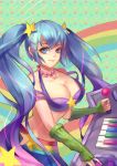  1girl arm_warmers artist_request blue_eyes breasts controller joystick league_of_legends sona_buvelle 