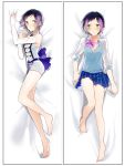  1girl black_hair dakimakura green_eyes ioko looking_at_viewer lying multicolored_hair pretty_rhythm pretty_rhythm_rainbow_live purple_hair short_hair suzuno_ito two-tone_hair 