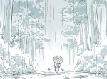  1girl comic forest mitsumoto_jouji mystia_lorelei nature rain silent_comic solo touhou umbrella 