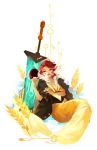  1girl highres lips red_(transistor) redhead solo sword transistor_(game) weapon zetallis 