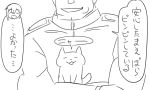  1boy 1girl admiral_(kantai_collection) cat comic gloves inazuma_(kantai_collection) kantai_collection monochrome naval_uniform open_mouth short_hair smile tonda translation_request 