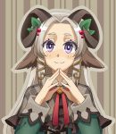  1girl animal_ears chroma000 hair_ornament horns looking_at_viewer original silver_hair smile solo violet_eyes 