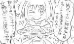  1girl :p comic curry_rice double_bun heart heart-shaped_pupils kantai_collection monochrome naka_(kantai_collection) one_eye_closed plate short_hair smile symbol-shaped_pupils tonda tongue tongue_out translation_request 