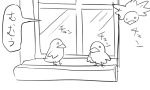  bird comic kantai_collection monochrome no_humans tonda translation_request window 